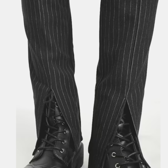 New Noisy May Pinstriped Pants With Slit Hem - Picture 4 of 9